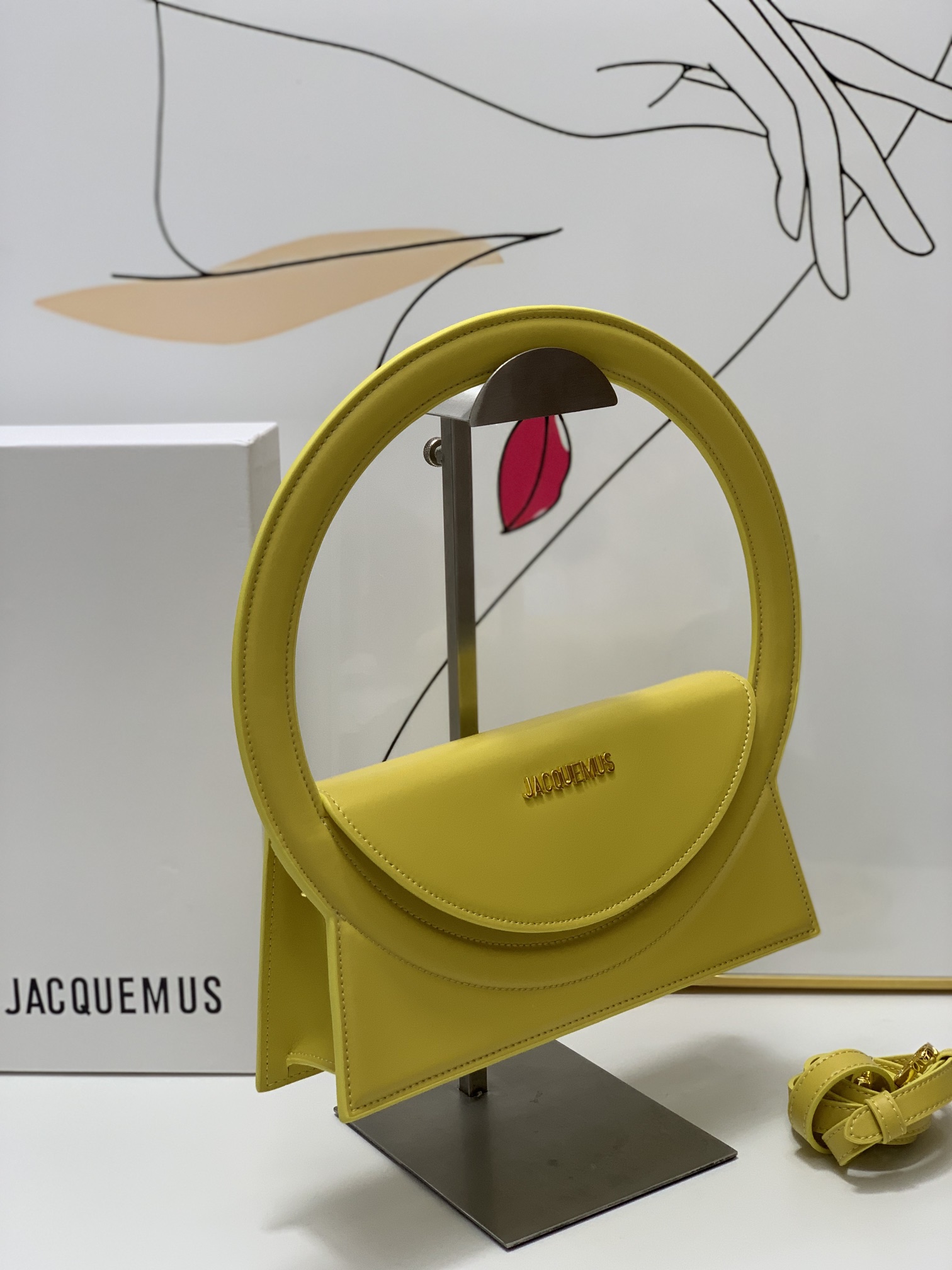 Jacquemus yellow Le Raphia 'Le Sac Rond' Ba
