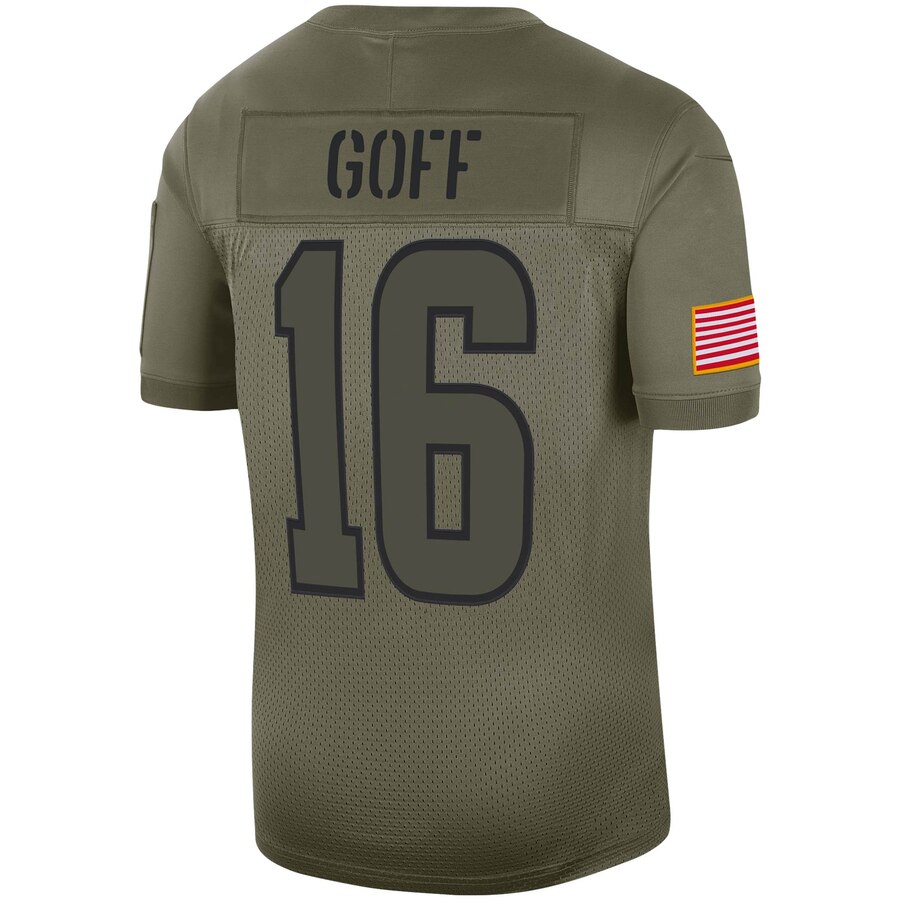 Jared Goff Los Angeles Rams Nike Youth 2019 Salute to Service Game Jersey – Olive