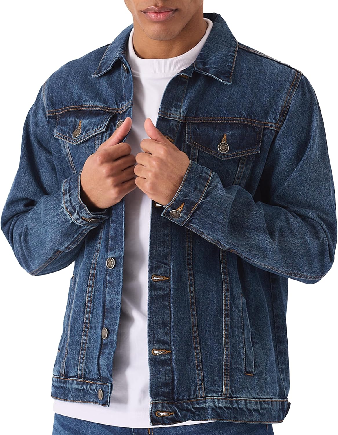 Jean Jacket For Men – Classic Trucker Style Regular Fit Casual Outerwear Button Down Cowboy Cut – Men’s Denim Jacket