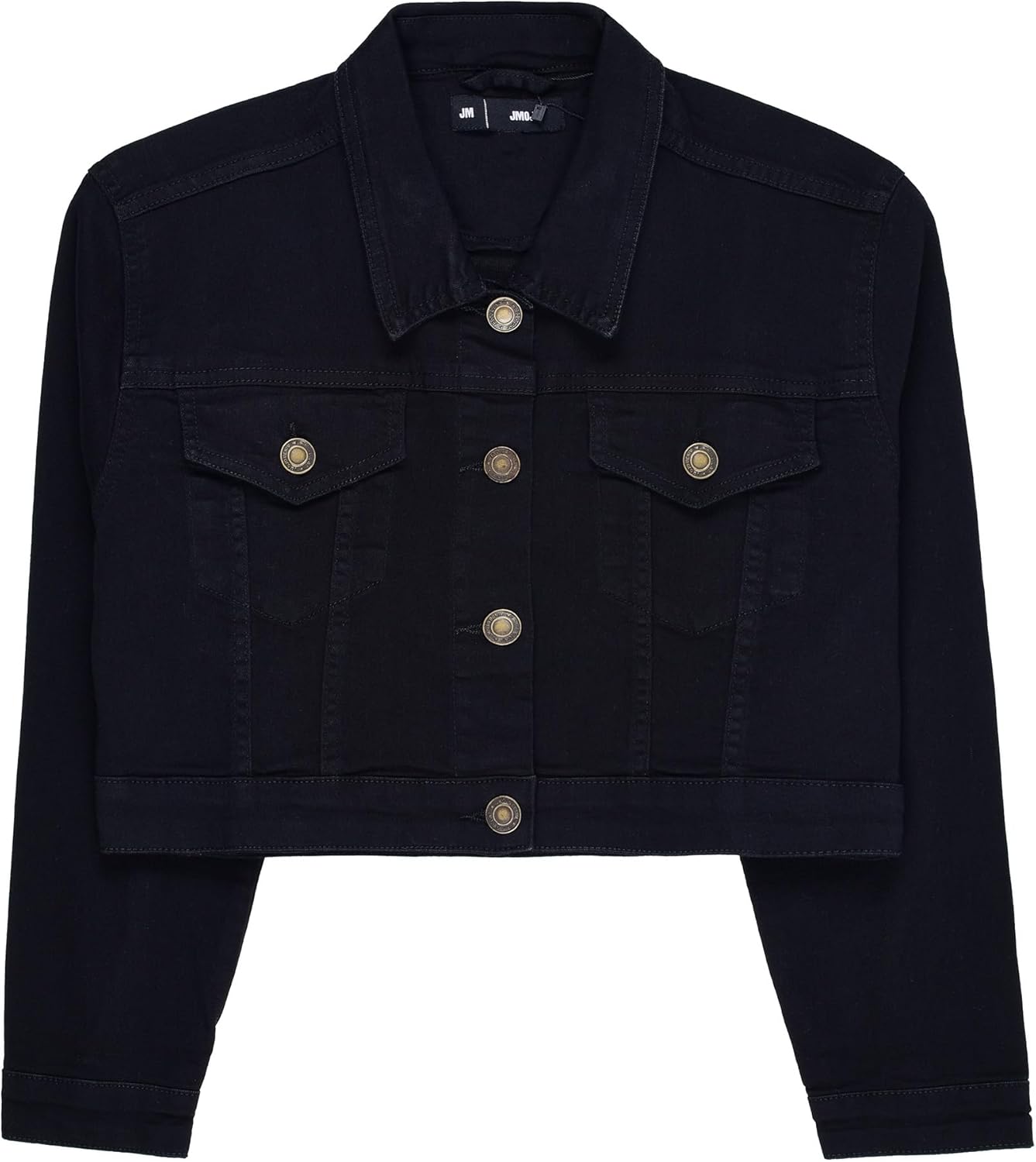 JMOJO 2025 Cropped Denim Jacket for Women Stretchy Fitted with 2 Pockets \u2013 Lightweight Trendy Short Jean Shacket