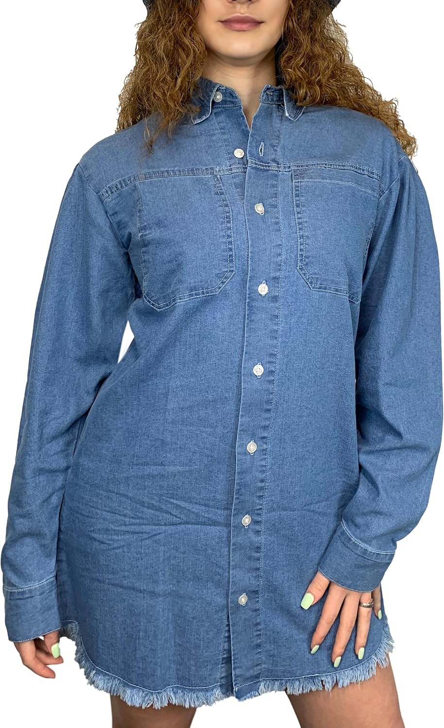 JMOJO 2025 Cropped Denim Jacket for Women Stretchy Fitted with 2 Pockets \u2013 Lightweight Trendy Short Jean Shacket