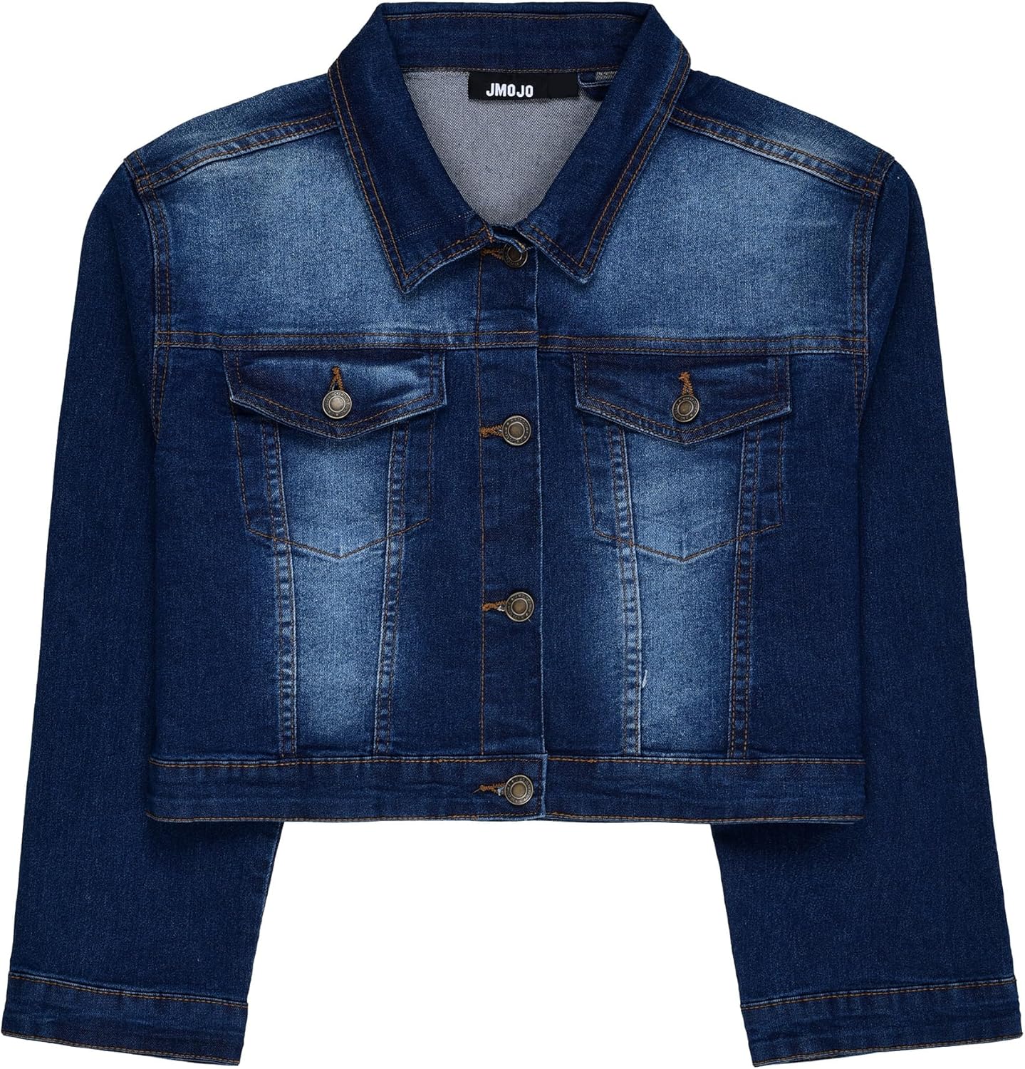 JMOJO 2025 Cropped Denim Jacket for Women Stretchy Fitted with 2 Pockets \u2013 Lightweight Trendy Short Jean Shacket