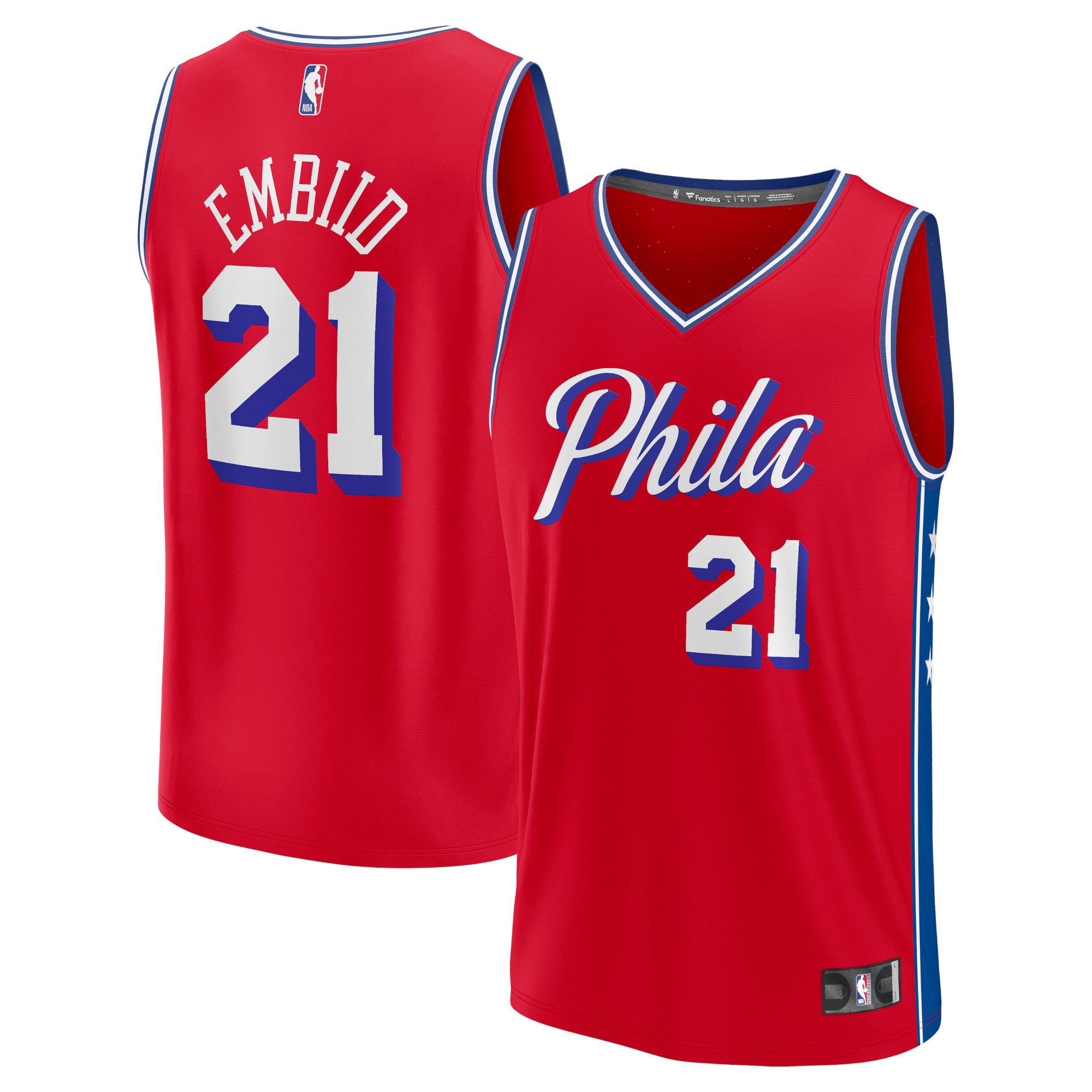 Fanatics Embiid Red Jersey - Top 1 Philadelphia 76ers Replica 2024