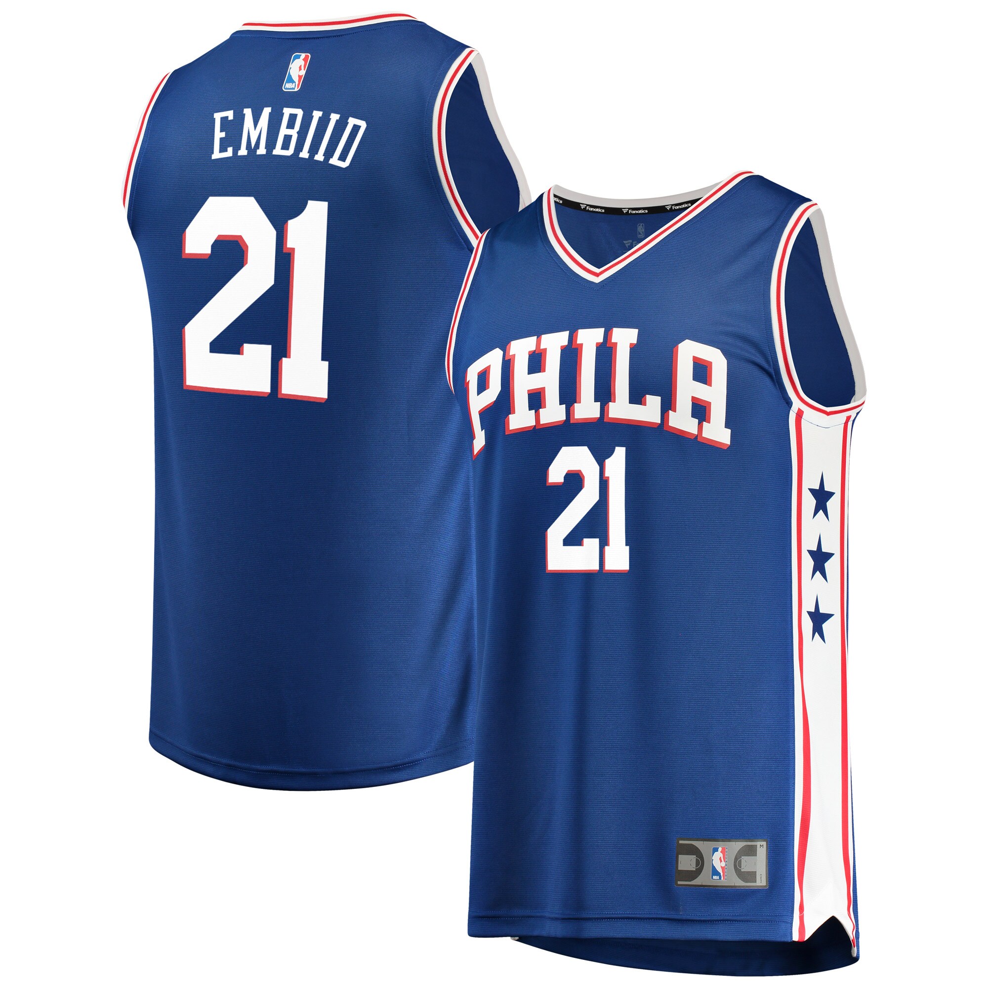 Fanatics Embiid Royal Blue Jersey #21 - Ultimate 76ers Fan Gear