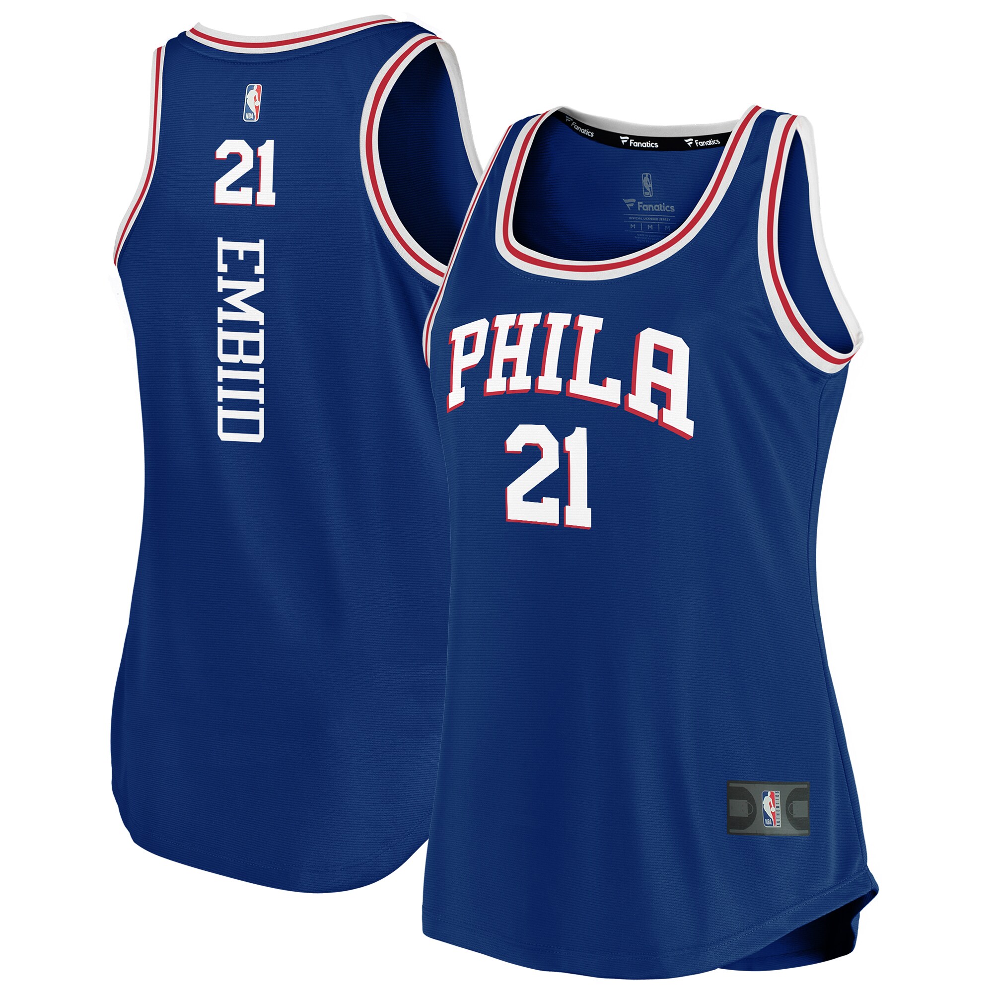 Fanatics Women's Embiid 76ers Jersey - Premium #21 Icon Edition Tank