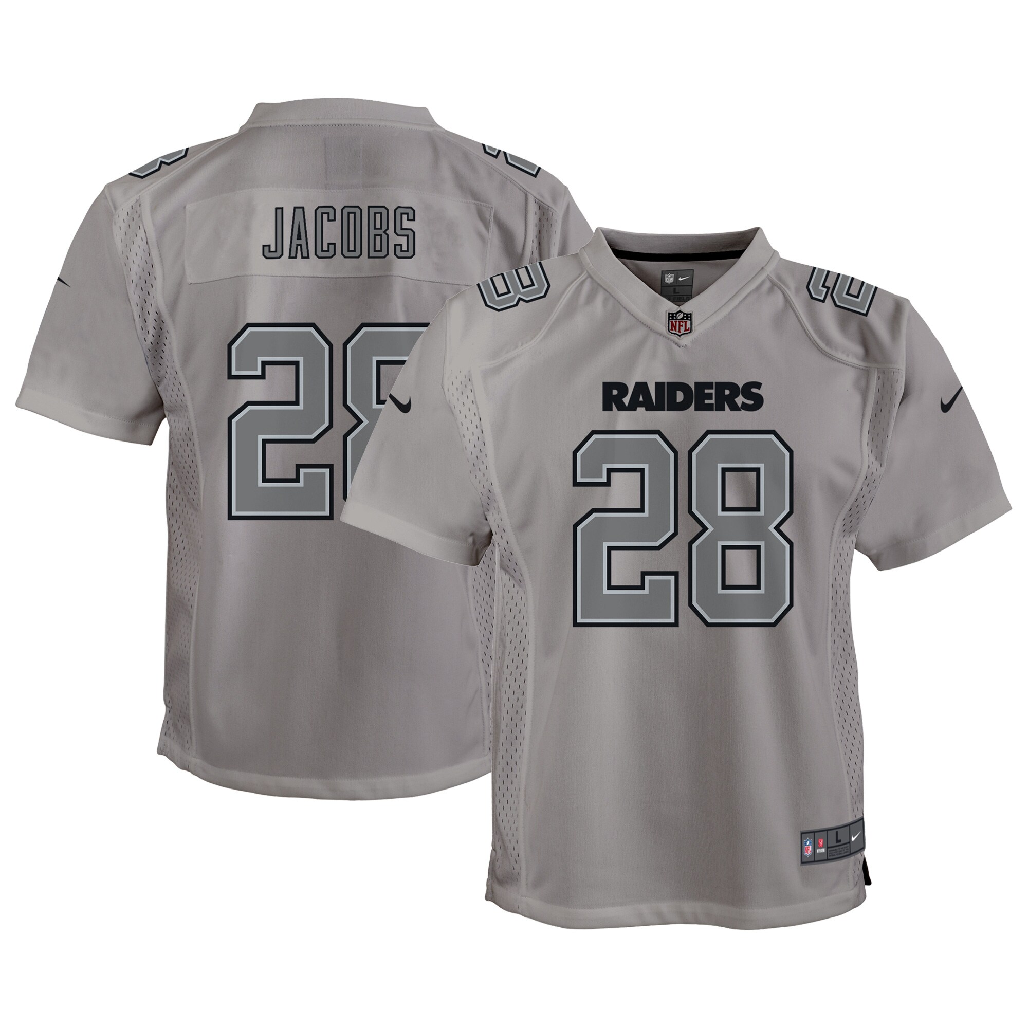 Josh Jacobs Las Vegas Raiders Nike Youth Atmosphere Game Jersey - Gray