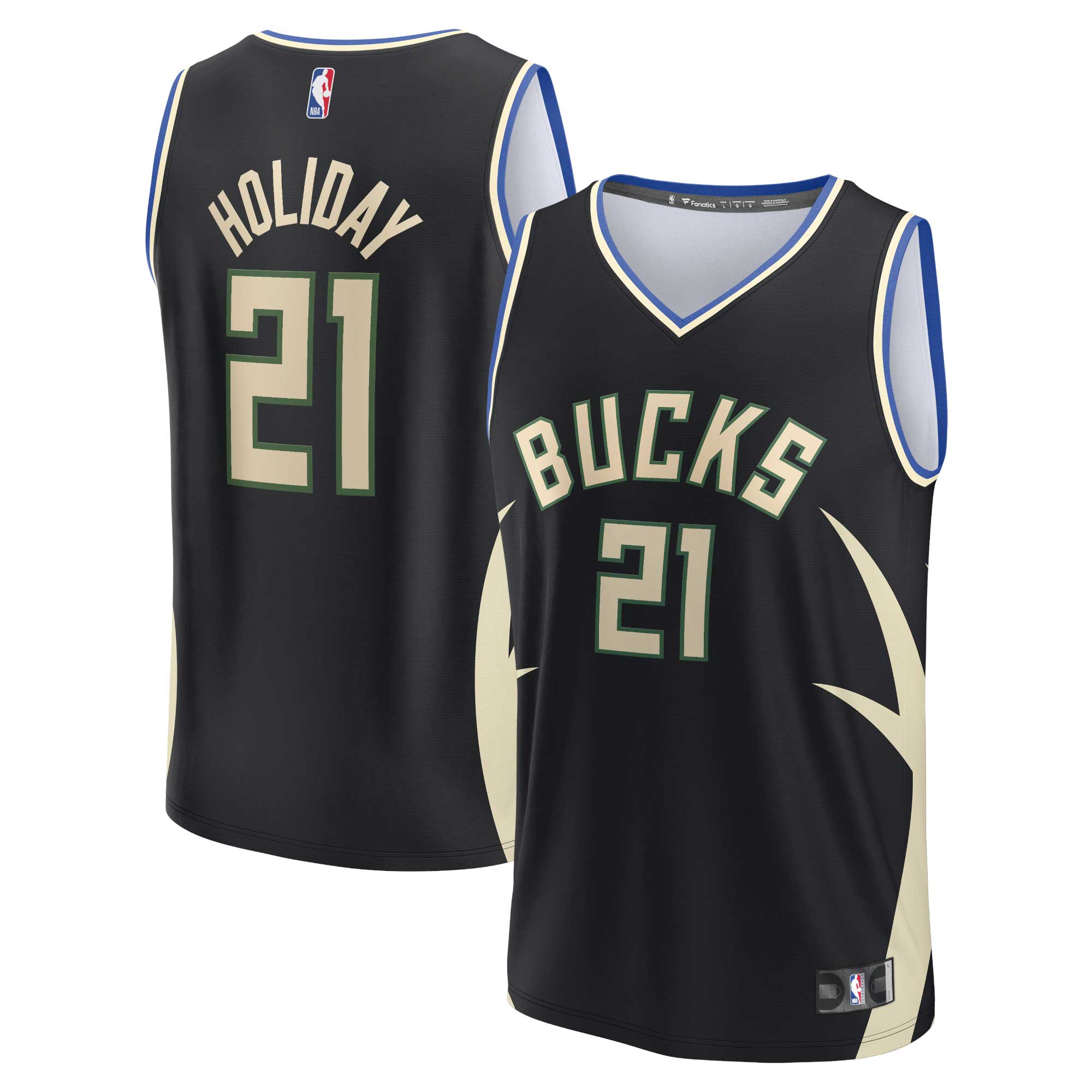 Jrue Holiday Bucks Black Jersey - Premium Fanatics Replica #21
