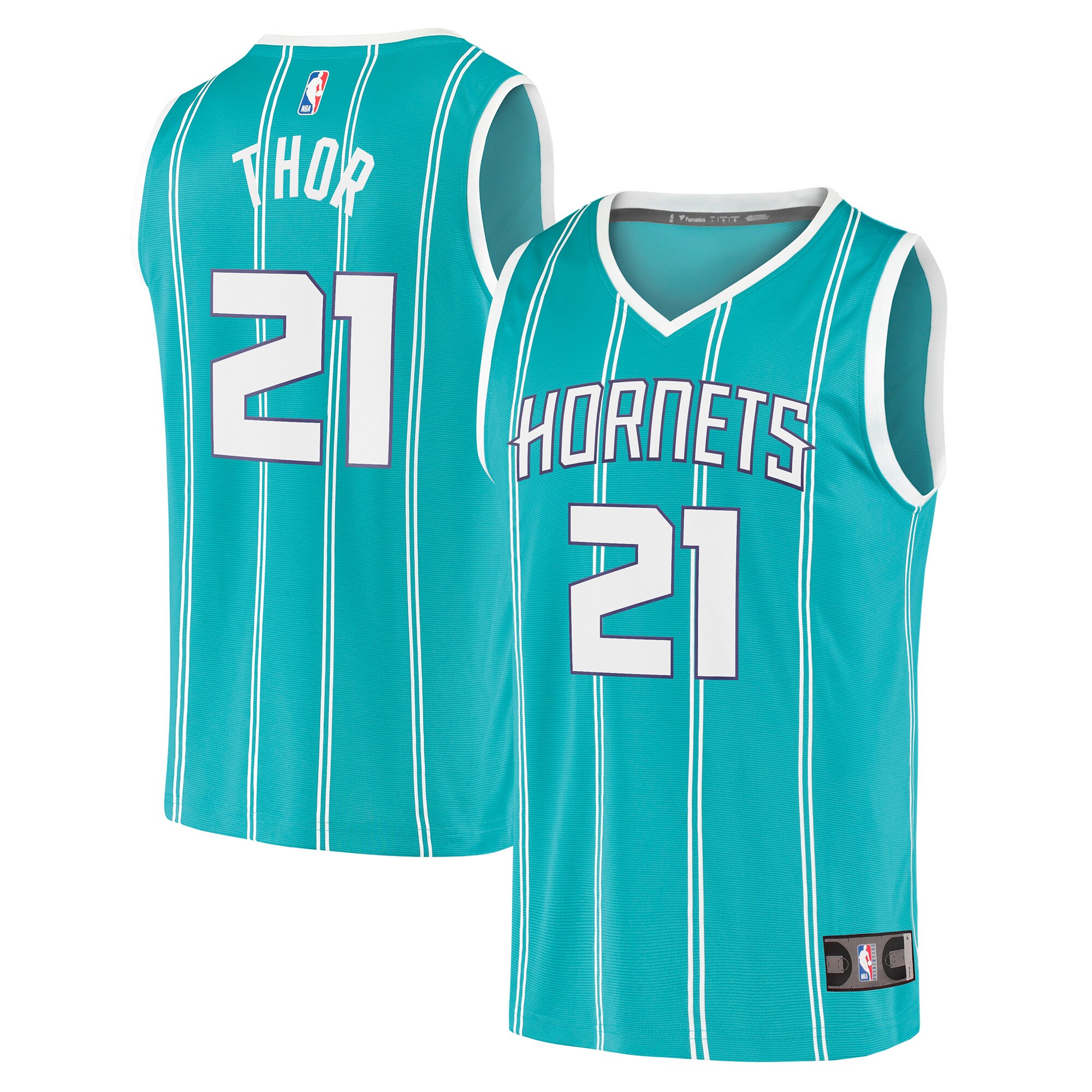 Fanatics JT Thor Youth Jersey Teal - Amazing Charlotte Hornets #21 Replica