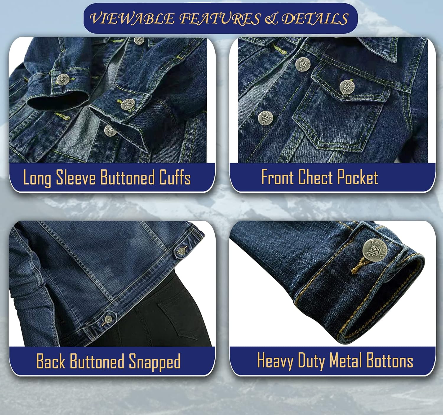 Juicy Trendz Women’s Fashion Denim Jacket \u2013 Classic Blue Jean, Button-Down, Stretch, Long Sleeves, Stylish Outerwear