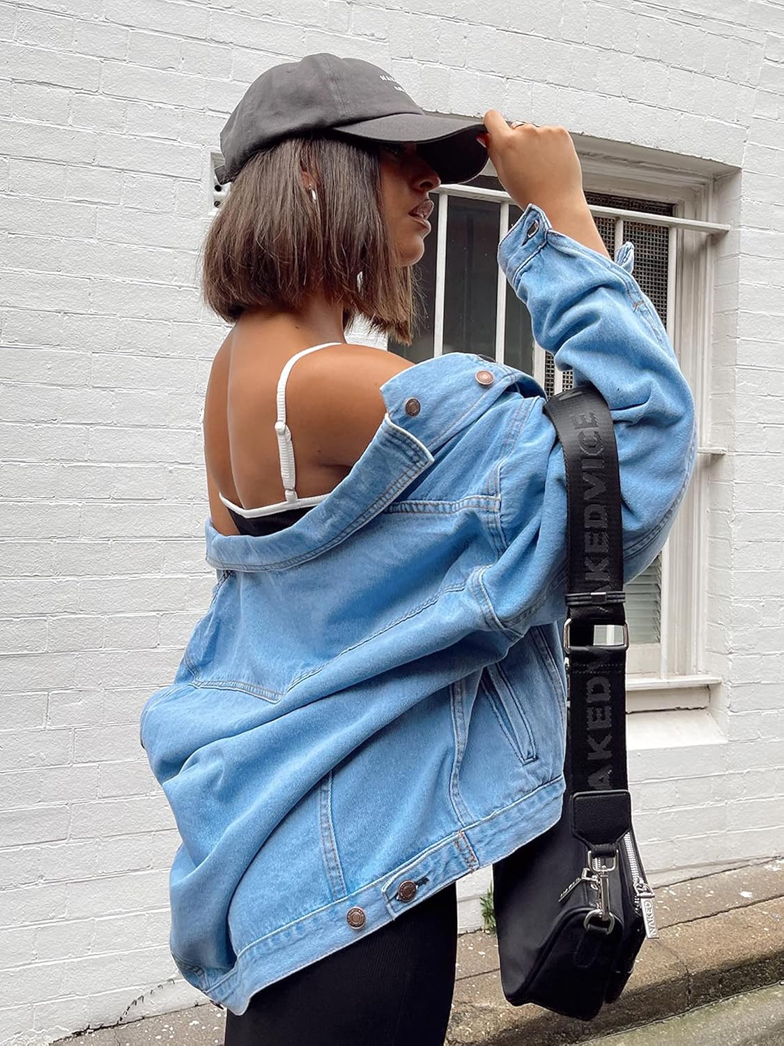 Justalwart Women’s Oversized Vintage Denim Jacket Long Sleeve Boyfriend Coat