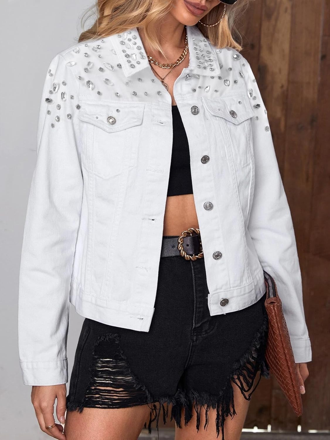 Kedera Jean Jacket Women Trendy 2025 Embellished Button Down Vintage Western Trucker Jacket Spring Coat Outfits