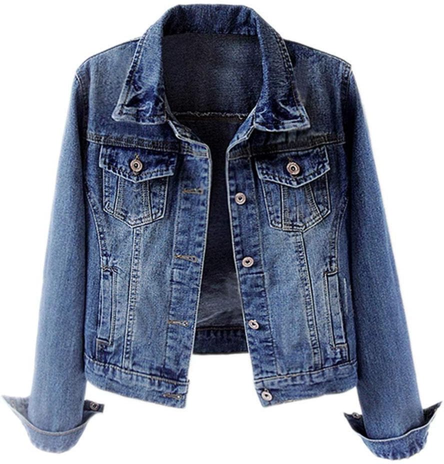 Kedera Womens Basic Button Down Vintage Black Long Sleeves Denim Jean Jacket Jacket for Women