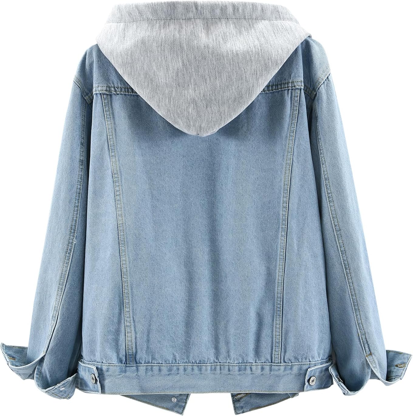 Kedera Womens Casual Denim Jacket Long Sleeve Distressed Ripped Jean Coat Trendy Top with Detachable Hood