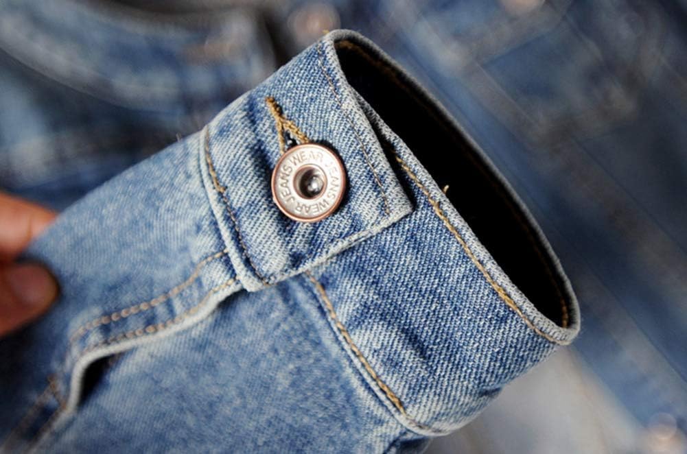 Kedera Women’s Denim Jacket Button Down Collarless Long Sleeve Washed Cute Jean Jackets