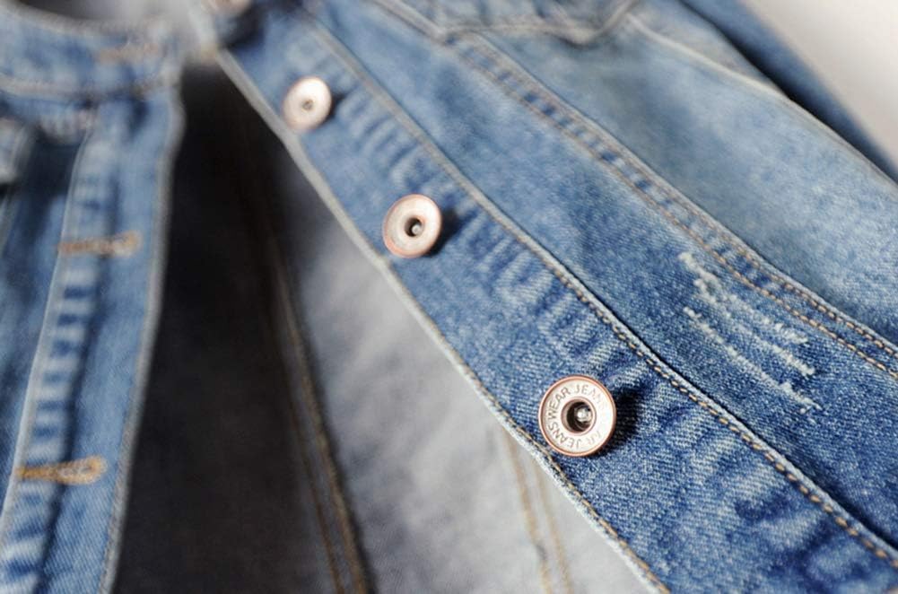 Kedera Women’s Denim Jacket Button Down Collarless Long Sleeve Washed Cute Jean Jackets