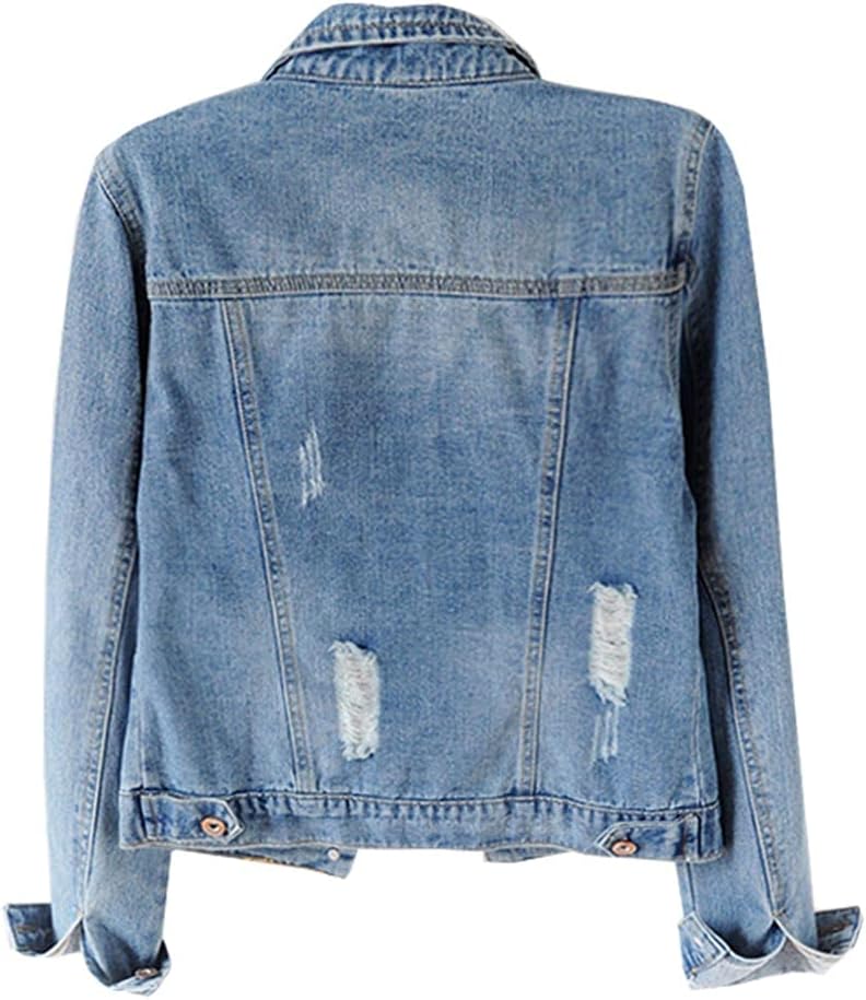 Kedera Womens Denim Jackets Distressed Ripped Long Sleeve Jean Jacket Coats