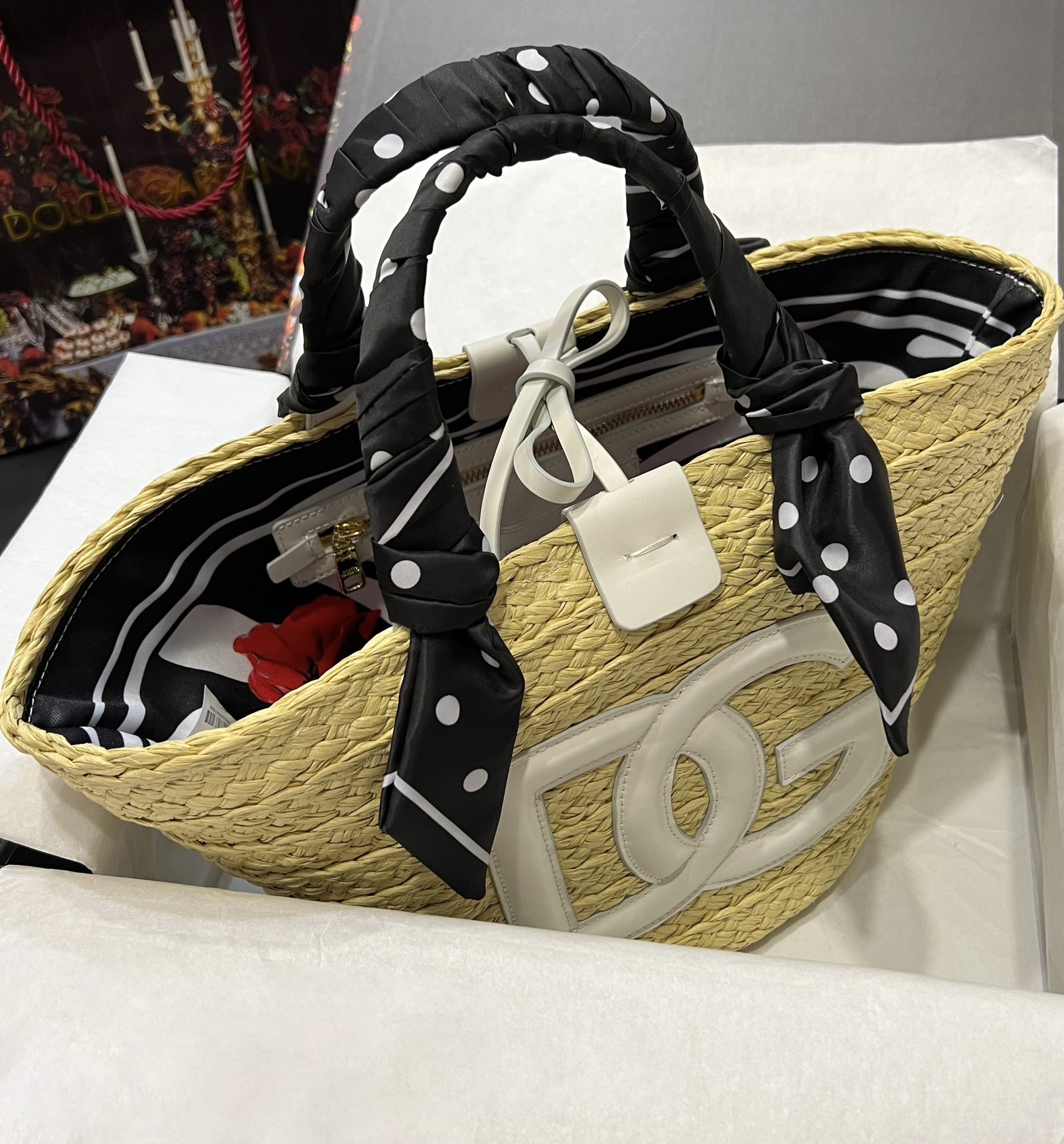 Kendra Dolce & Gabbana Women's Straw Bag White Black