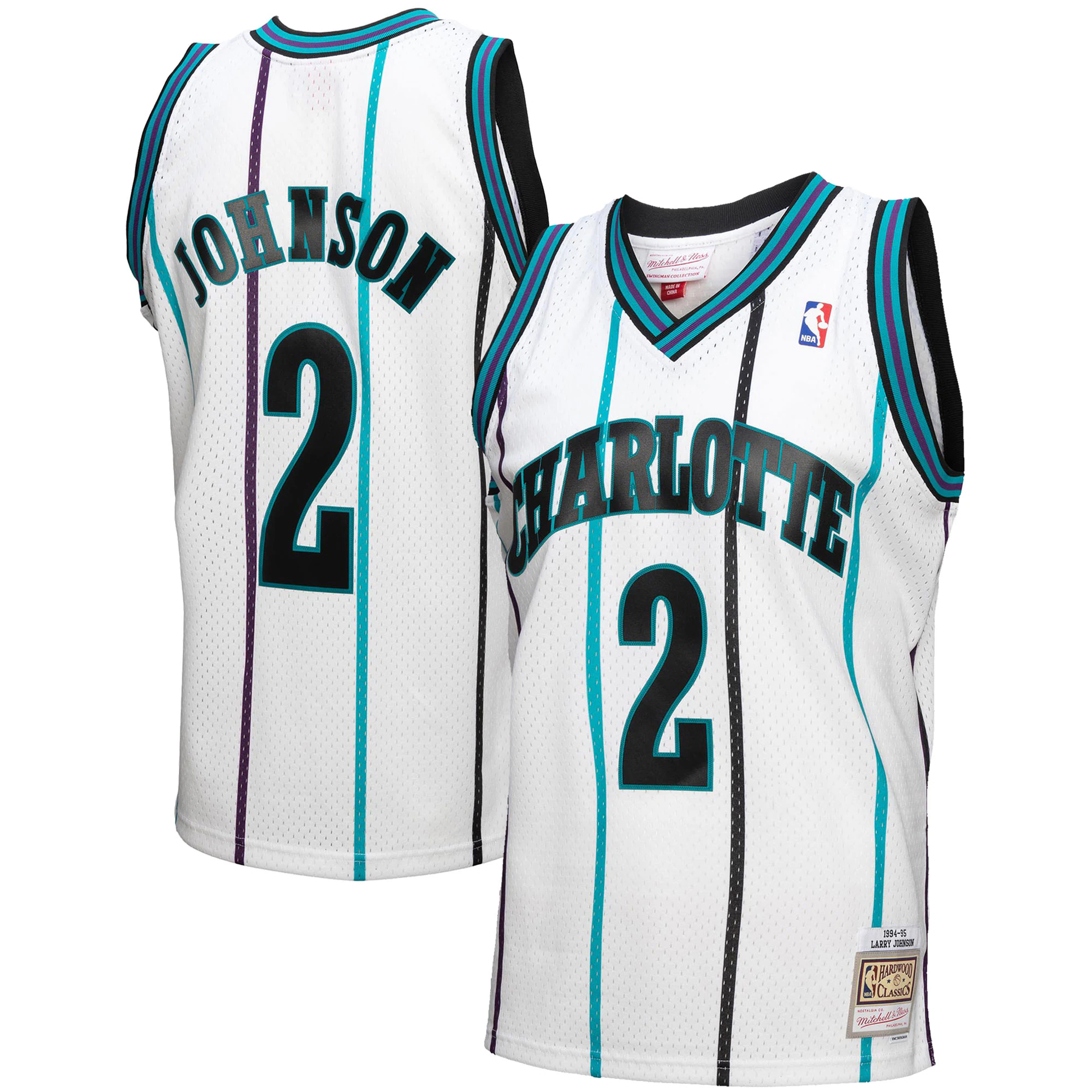 Premium Larry Johnson Hornets Jersey White - Mitchell & Ness 1994-95 Swingman