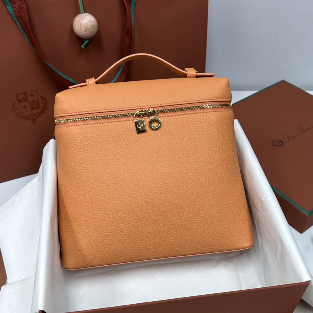 Leather backpack Loro Piana Brown in Leather