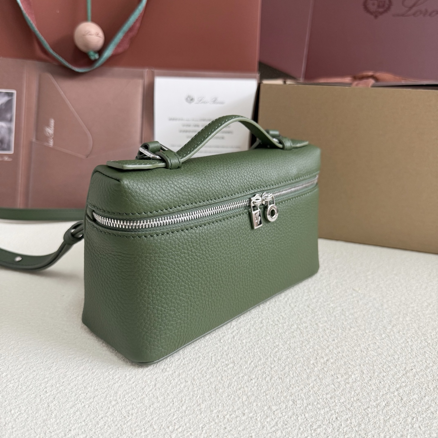 Leather handbag Loro Piana Green in Leather - 42043951