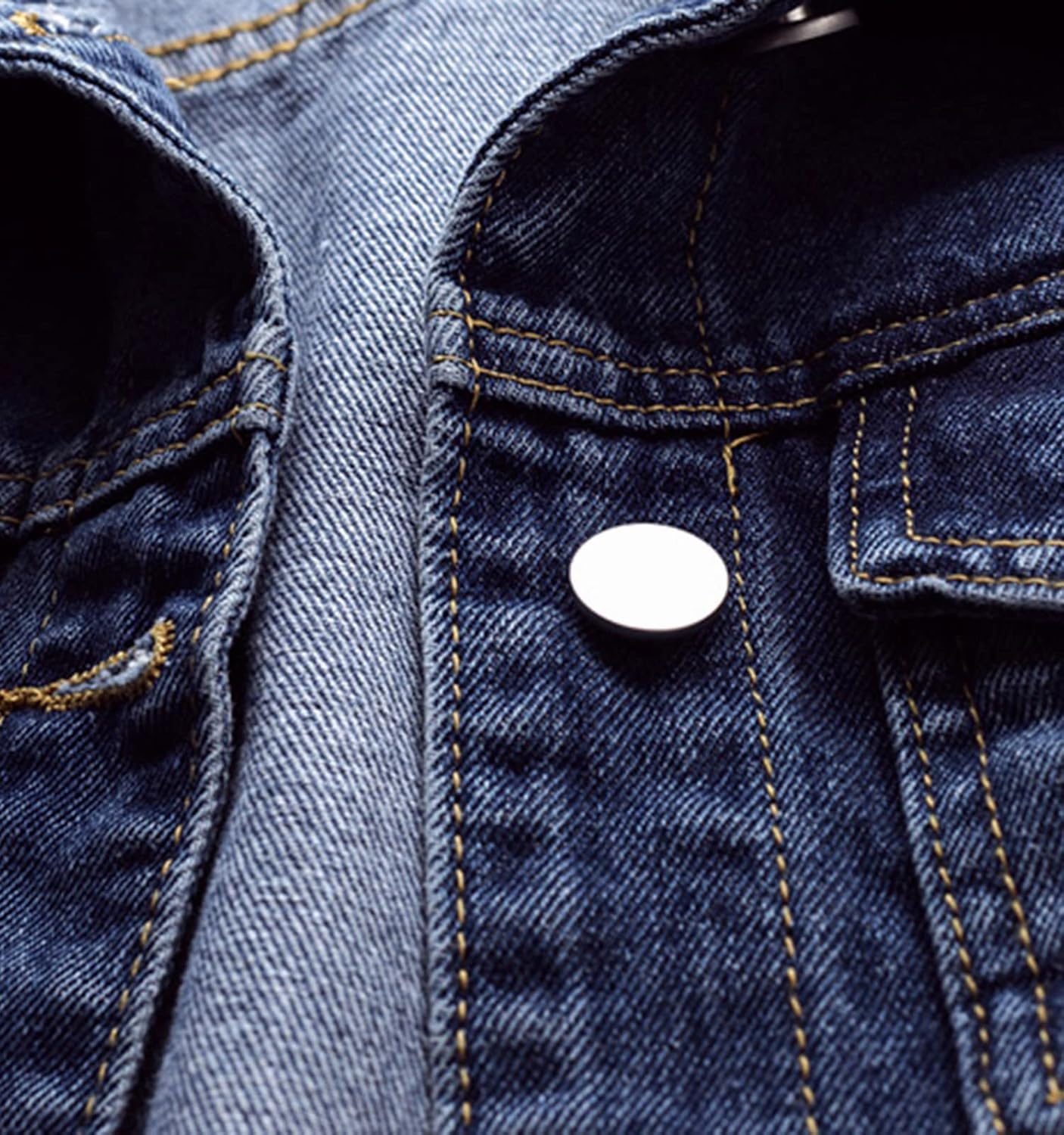 LifeShe Women’s Basic Long Sleeve Button Down Distressed Denim Jackets Jean Jacket Coat