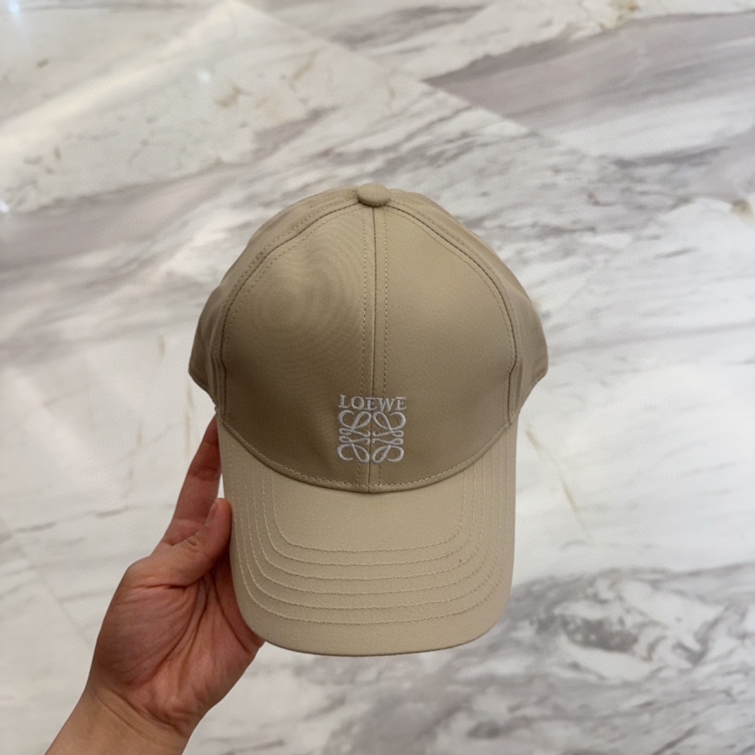embroidered Loewe Khaki Cotton Cap - Loewe Khaki Cotton Cap