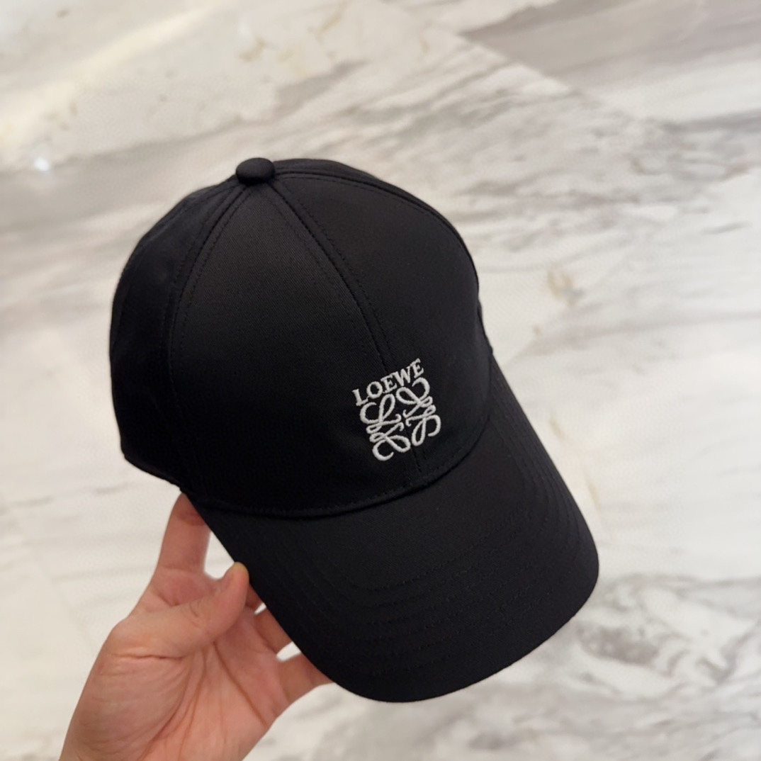 Loewe Black Cotton Baseball Cap - Embroidered Anagram
