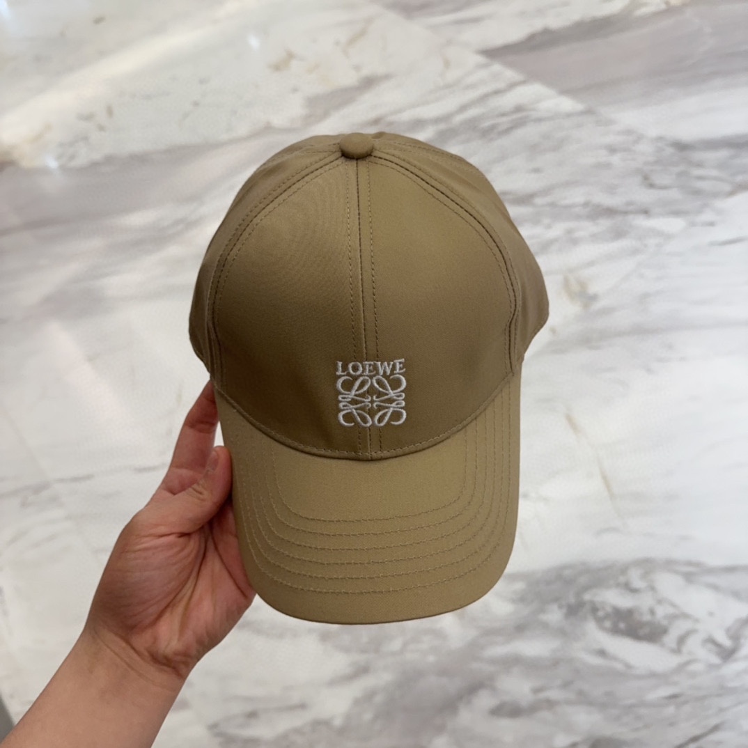 embroidered Loewe Khaki Cotton Cap - Loewe Khaki Cotton Cap 2