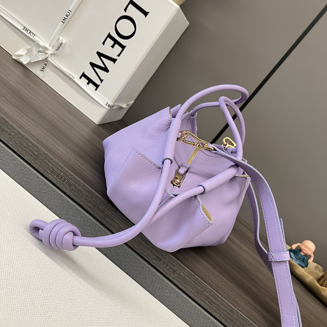 Loewe Small Paseo Bag in Purple  LOEWE Shiny Nappa Calfskin Paseo Bag Light Mauve