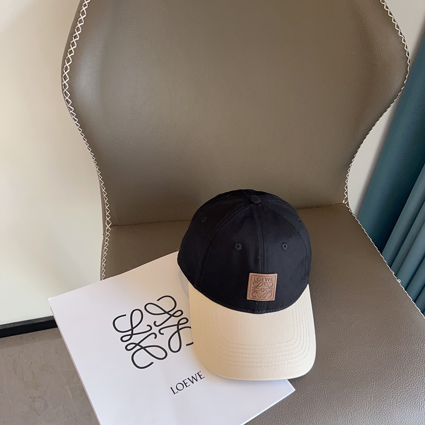 Loewe Black Beige Cap - Loewe Black & Beige Baseball Cap - Designer