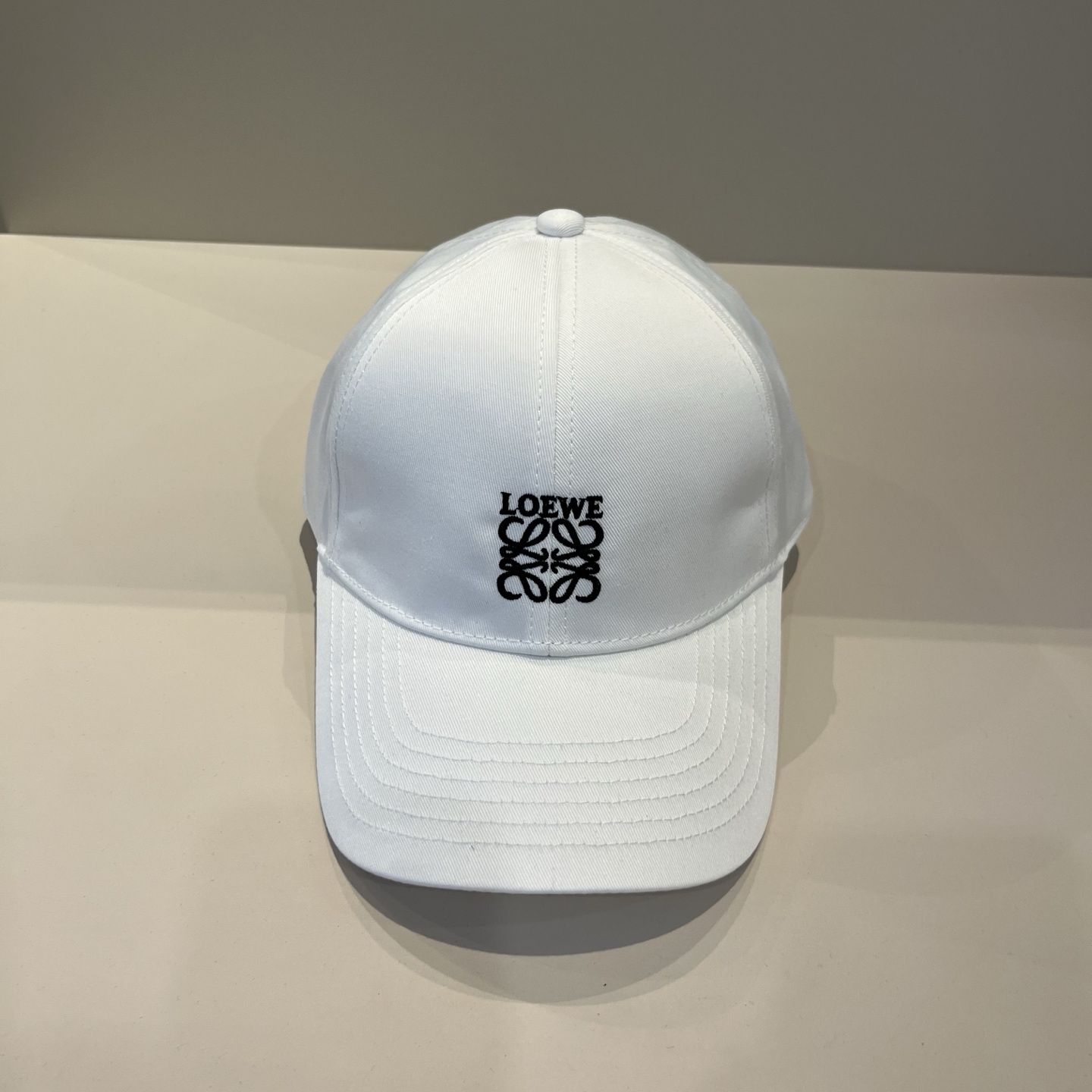 Loewe White Cotton Cap - Black Embroidered Logo