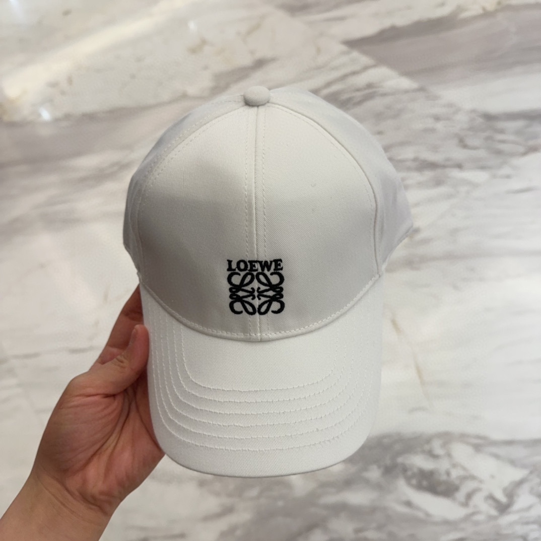 Loewe Off-White Cotton Cap - Black Anagram Logo