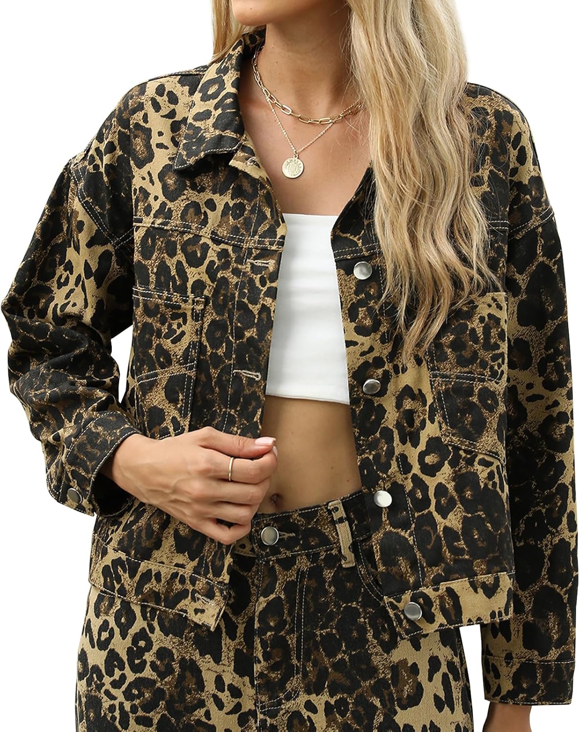 LONGBIDA Women’s Jean Jacket Frayed Washed Button Up Cropped Denim Jacket With Pockets