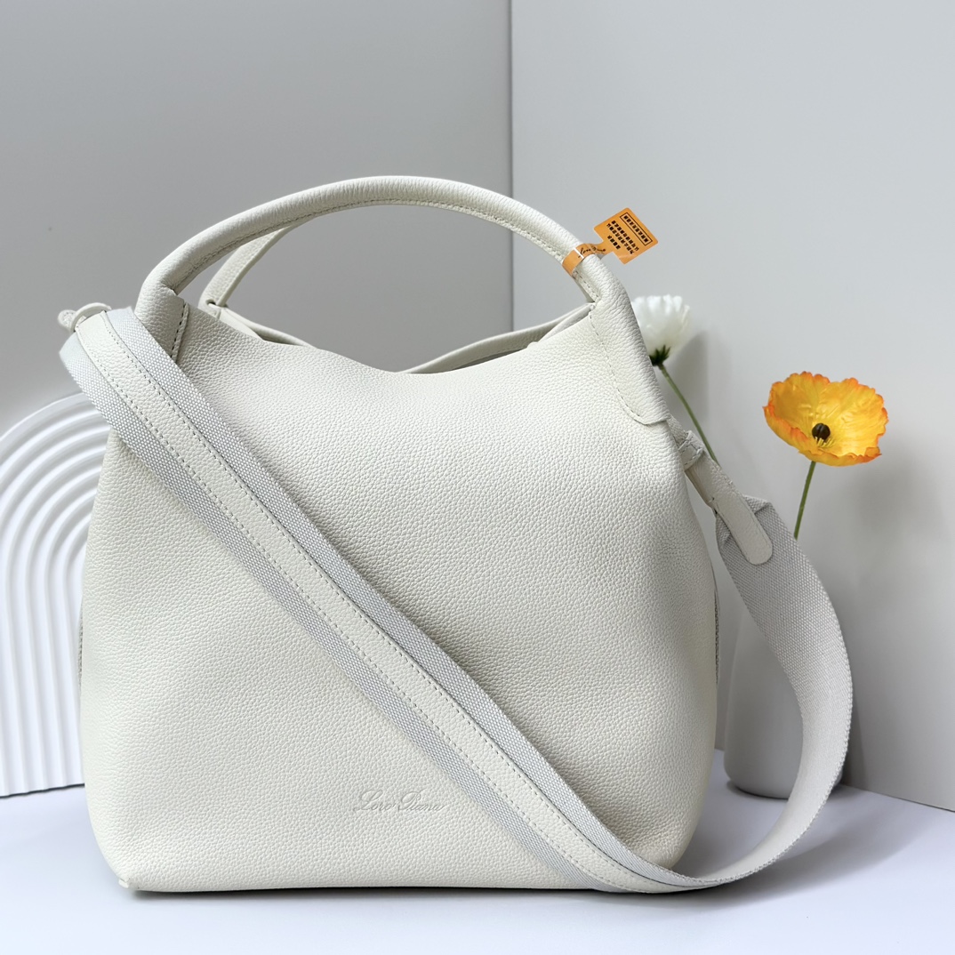 Loro Piana Bale Large Leather Tote Bag - White