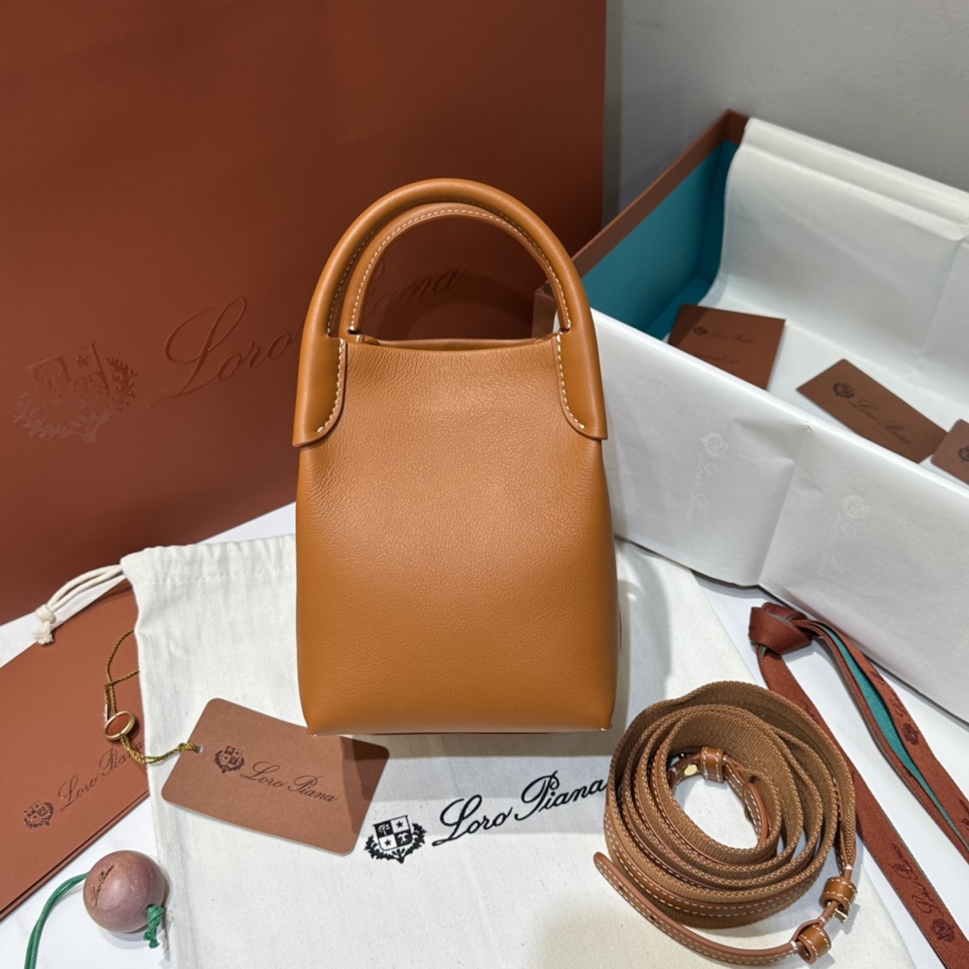 Loro Piana Bale Medium leather crossbody bag Loro Piana bag brown