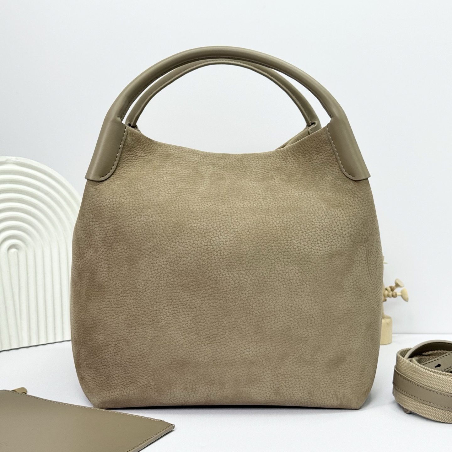 Loro Piana Bale Medium suede tote bag green Loro Piana