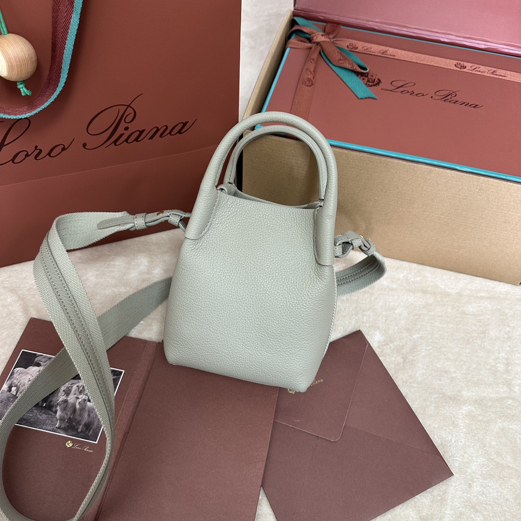 Loro Piana Bale Micro Grain Leather Crossbody Bag