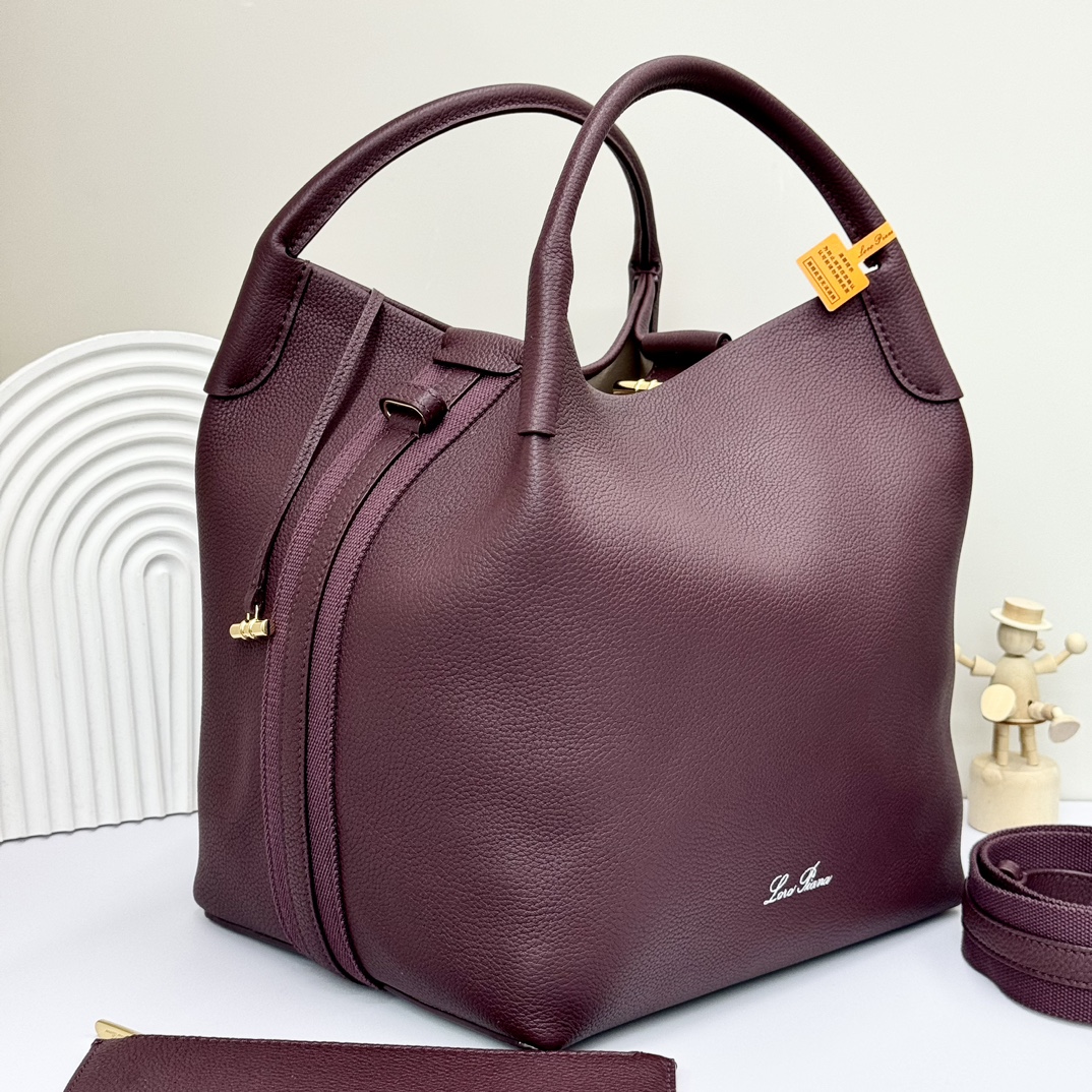 Loro Piana Bale Textured-Leather Tote - Burgundy |
