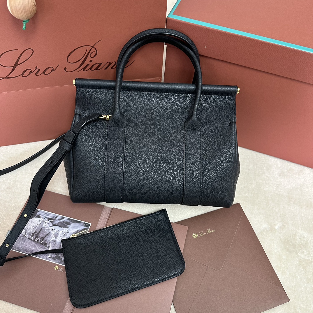 Loro Piana Black Loom L25 Tote Bag in Leather for