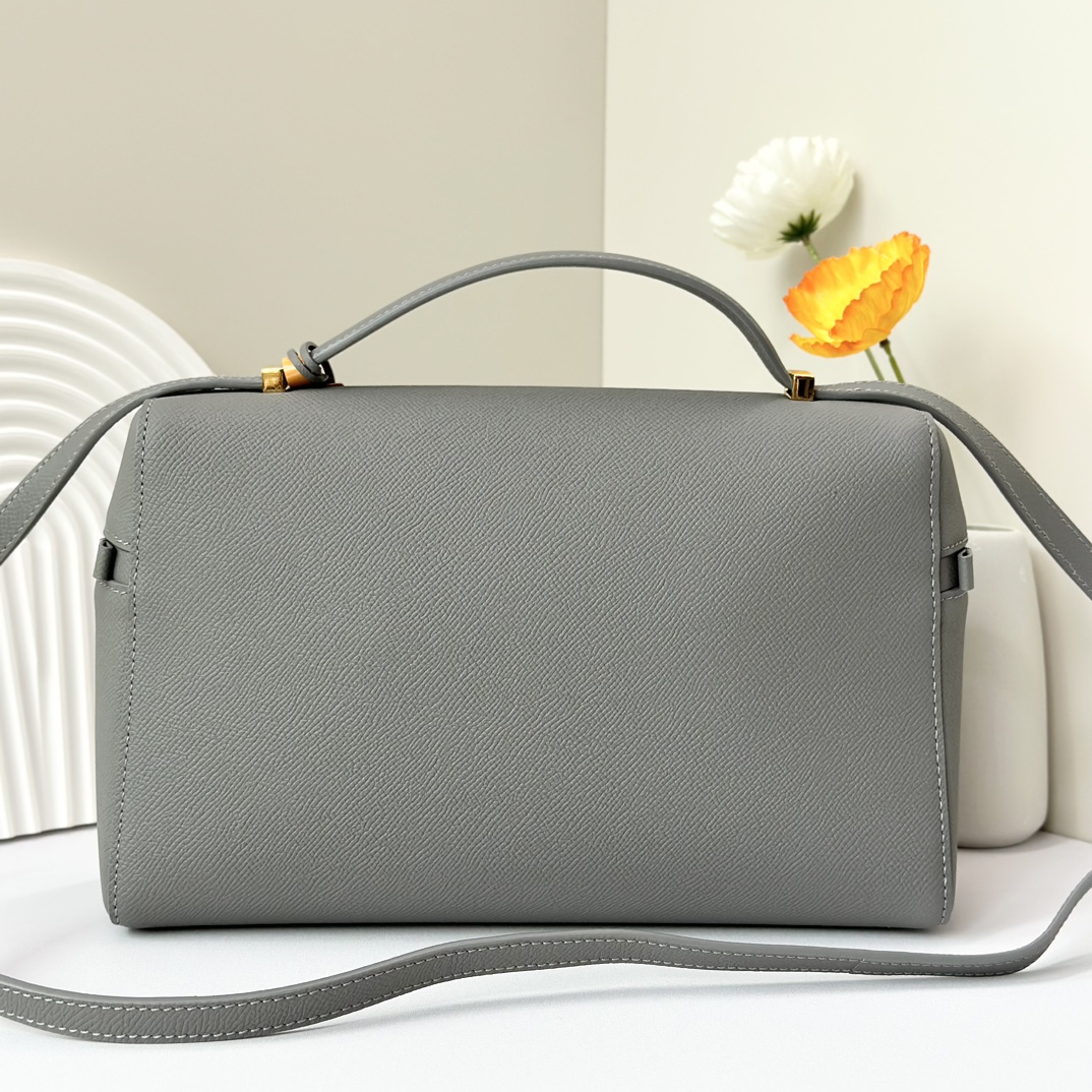 Loro Piana Calf Leather Extra Bag L - Grey Shoulder Bags,