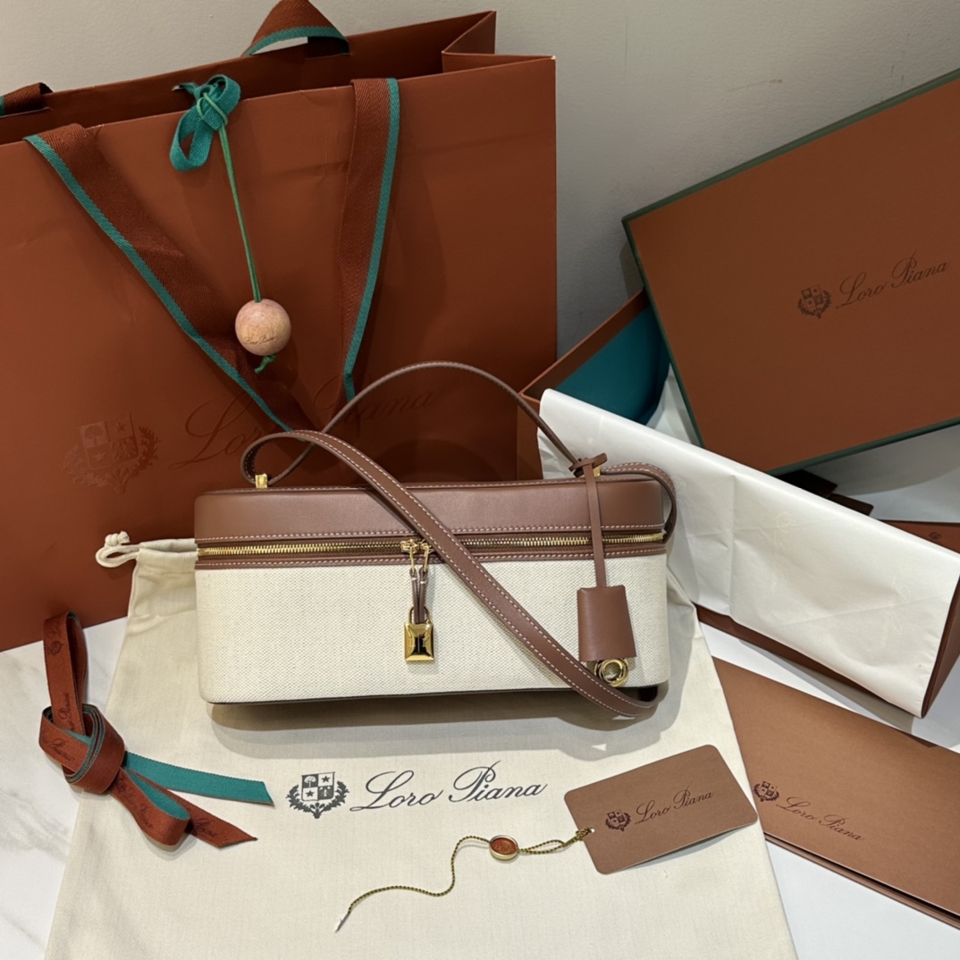 Loro Piana Extra Bag L27 Cotton, Linen Natural/Caramel Sugar/Sun Go