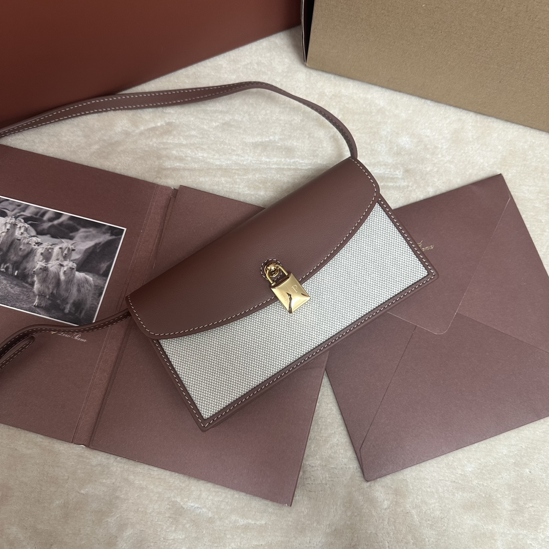 Loro Piana Extra Pochette Cotton, Linen Natural/Caramel Sugar/Sun Gold