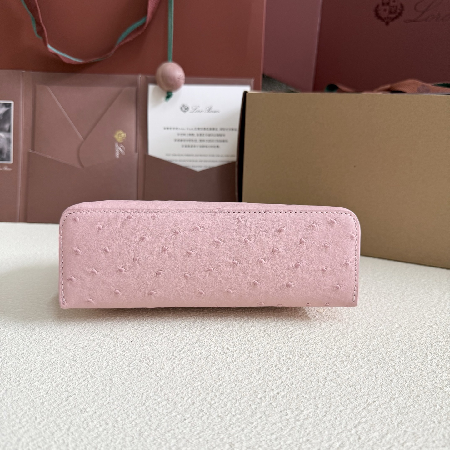 Loro Piana Extra Pocket L19 Ostrich Leather Color Whisper pink