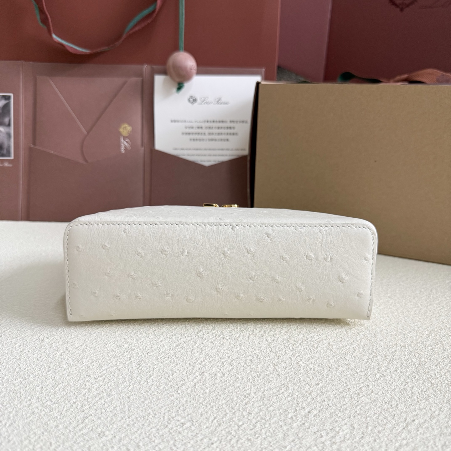 Loro Piana Extra Pocket L19 Ostrich Leather Color Whisper White