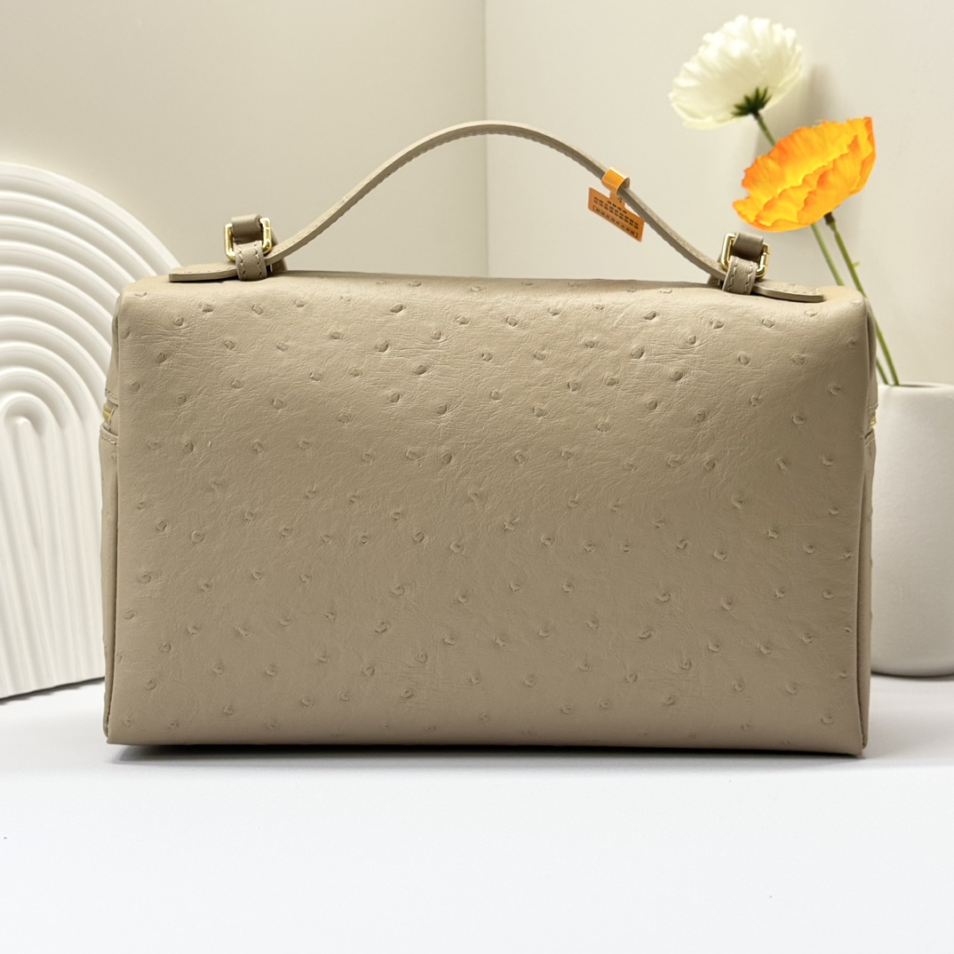 Loro Piana Extra Pocket L19 Pouch Beige Ostrich Gold