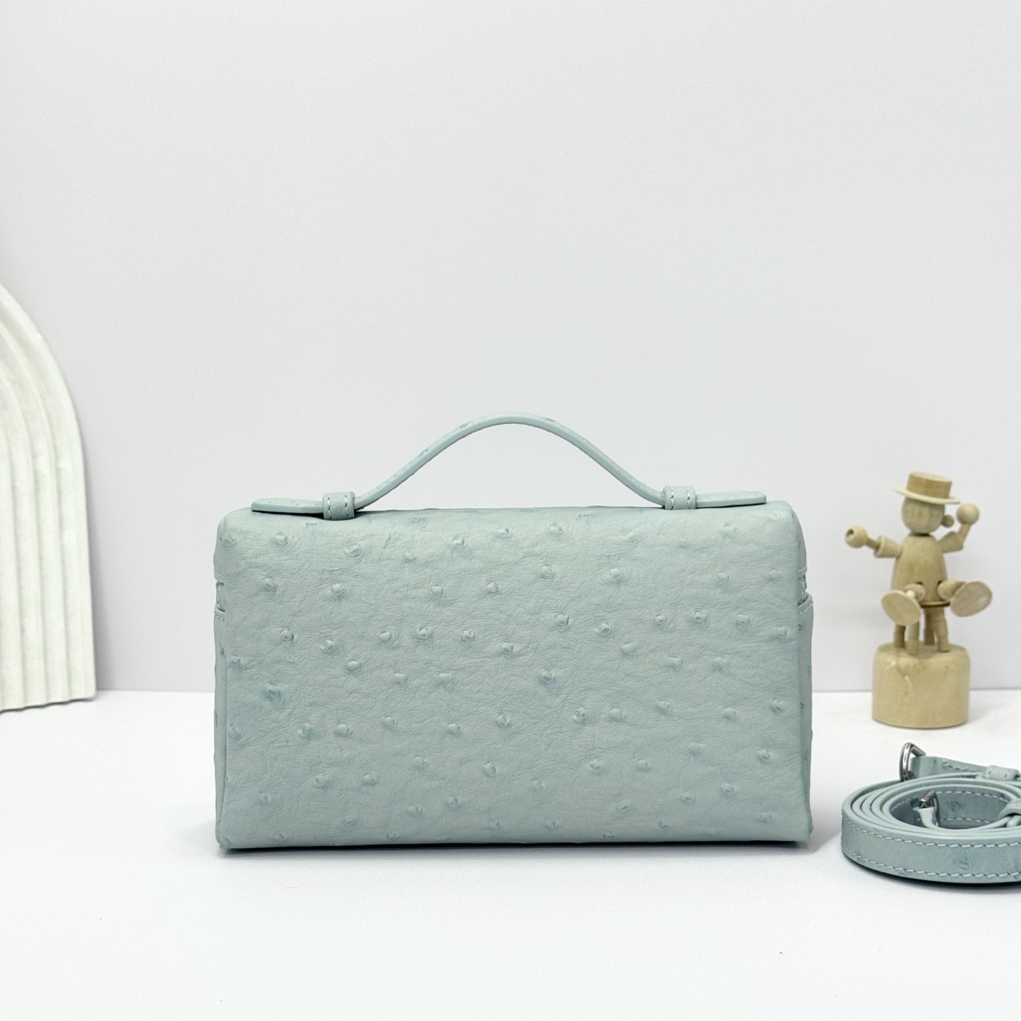 Loro Piana Extra Pocket L19 Pouch Minty Breeze Ostrich