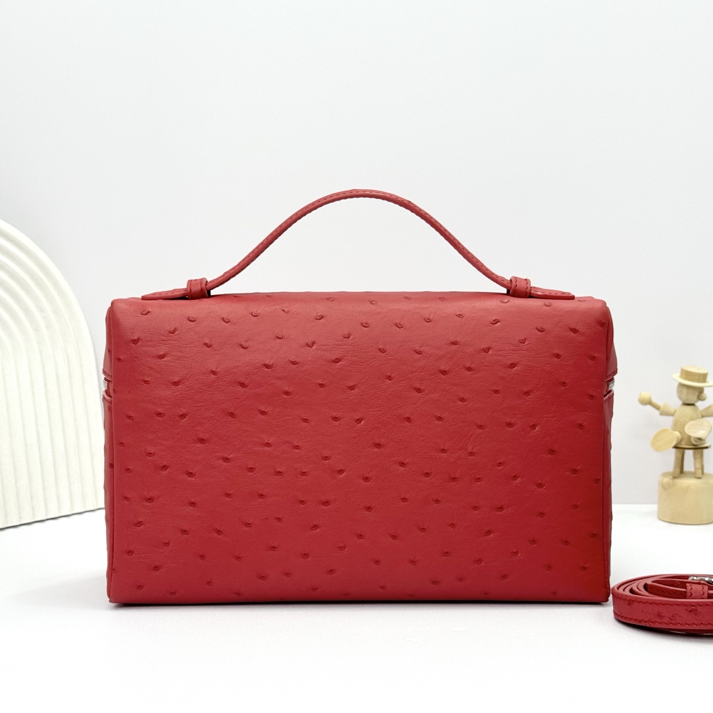 Loro Piana Extra Pocket L19 Pouch red Ostrich Gold