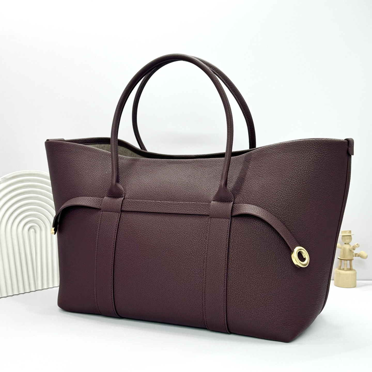 Loro Piana Ghiera Shopper Large Calfskin Azuki Beans/Sun Gold | Loro