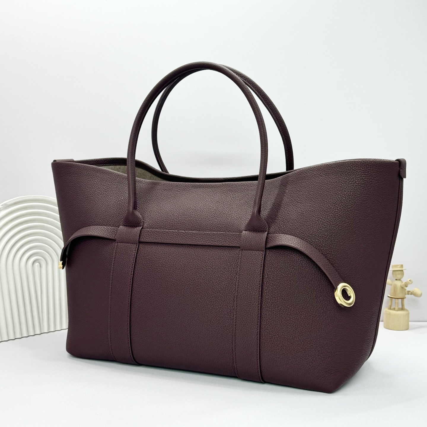 Loro Piana Ghiera Shopper Large Calfskin Azuki Beans/Sun Gold | Loro