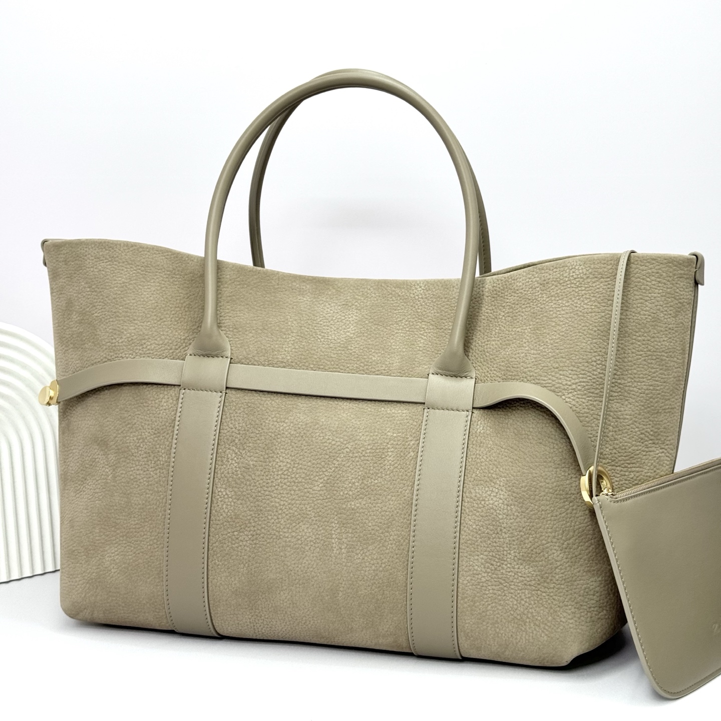 Loro Piana Ghiera Shopper Large Calfskin Fume green/Sun Gold | Loro Piana CC